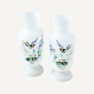 Found White Floral Bird Vase