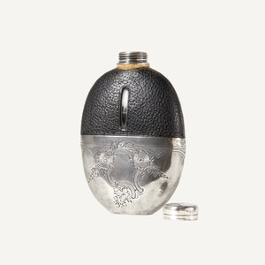 Found Leather and Silverplate Flask